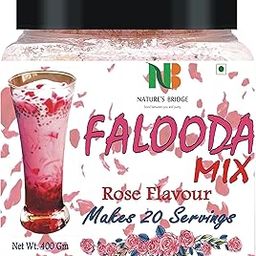 Nature's Bridge Falooda Mix Rose Flavour / Falooda Mix / Rose Falooda 20 Servings - 400 Gm Jar-image-6
