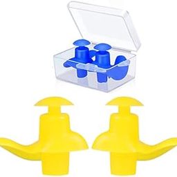 Silicone Earplugs for Swimming Bathing and Sleeping, Professional Noise Reduction Reusable Silicone Swim Earplugs for Adult Swimmers Children Diving (2 Pair) (Yellow-Blue)-image-94