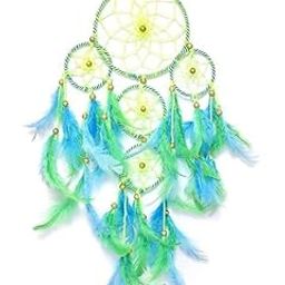 Good Aura Store Handmade Dream Catchers Wall Hangings for Home Decor Kids Room Bedroom Livingroom Balcony Feathers Dreamcatcher Wall Decorations Gift Items(Pack of 1, 15LX65Hcm, Green & Blue)-image-95
