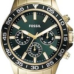 Fossil Men Stainless Steel Bannon Analog Green Dial Watch-Bq2493, Band Color-Gold-image-3