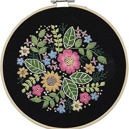 CALANDIS Embroidery Hoop Kids Adult Cross Stitch Threads Kits - Flower Leaves Style 1 | Crafts | Needlecrafts & Yarn | Embroidery & Cross Stitch | Hand Embroidery Kits-image-48