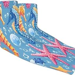 LCLJJDMBM Starfish Seahorses Men's and Women's Sunscreen Sleeves Animal Hippocampus Compression Arm Sleeves - UV, Tattoo Coverage-image-25