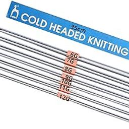 Pony Single Point Round Knob Long Aluminium Cold Headed Knitting Pins/Knitting Needles (Grey, Size No. 6 to 12, Length 35cm)-13