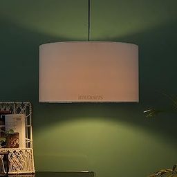 BTR CRAFTS White Color, Hanging Drum Lamp Shade, Decorative Light Lamp for Living Room, Home, Bedroom, Home Décor Lightning/Silver Canopy (16" Inches)-picture-18