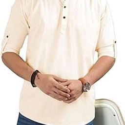 Mandarin/Chinese Neck Slim Fit Short Length Kurta for Men and Boys.-image-99