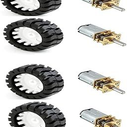 Unique India Micro Metal Gear Motor, 3.7-6V, 100 RPM, with 43MM wheel motor for RC Car Robot Toys DIY metal gearbox (4 SETs)-9