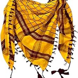 Desert Shemagh Scarf – Yellow and Brown Plaid Pattern | Premium Tactical Arab Head Wrap for Men | Cotton Square Scarf with Tassels for Outdoor, Military, and Everyday Use-image-53