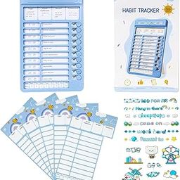 Habit Tracker Kids Chore Chart, Plastic Checklist Board with 15 Detachable Cardstock to Do List for Home Routine Planning, My Chores RV Checklist Task Planning Board for Kids and Adults (Blue)-picture-32