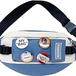 BendJoy Waist Bag for Men & Women Fanny Pack with 4 Badges，Waterproof Chest Bag for Men with Adjustable Strap Fanny Pack for Outdoor Travels Cycling-image-18