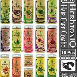 HerbtoniQ Natural and Organic Hair Mask Powder Set - 16 Herbs for Hair Growth, Dandruff, Itchiness, and Fizzy Hair – Herbal Hair Pack Powders (2350g)-image-61
