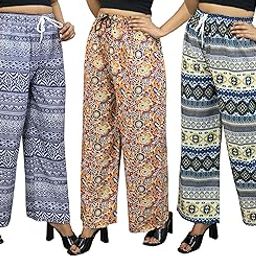 SK Trading Women Crepe Fabric Plazzo Pack of 3 pc Combo Multicolor for Girls & Women-image-89