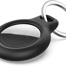AirTag Keychain Case - Secure Holder with Key Ring - Scratch-Resistant Case with Open Face & Raised Edges - Protective Accessory for Tracking Pets, Keys, etc – Charcoal-15