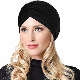 Stretch Turbans Head Beanie Cover Twisted Pleated Headwrap Beanie Skull Cap Helmet Cap Hats for Men Women-image-4