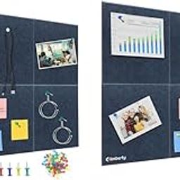 Climberty® 6-Piece Felt Bulletin Board 30x30cm Self-Adhesive Wall Panel with 50 Pushpins Message Board for Notes Photos Schedules Blue 2PCS-image-61