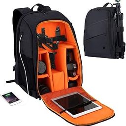 Camera Backpack Waterproof Shockproof Camera Bag with rain Cover for DSLR SLR Cameras Lenses 15.6in Laptop Tablet Photography Accessories - Black-image-32