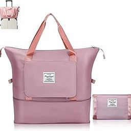Expandable Travel Bags for Women, Duffle Bags for Women Luggage, Foldable Vanity Traveling Bag, Waterproof Hand Bag for Ladies Personal Items(Pink)-image-9