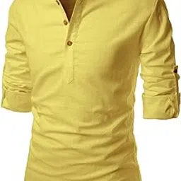 edinwolf Cotton Solid Casual Slim Fit Mandarin/Chinese Collor Short Kurta for Men-picture-13