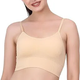 mysha Women's Cotton Sports Bra Breathable Lightly Padded Full Coverage Non Wired Seamless Adjustable Straps Camisole Tank Top for Workout, Fitness, Gym, Yoga-picture-7