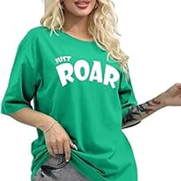 Women's Cottonblend Oversized Half Sleeve T-Shirt (Color Orange)-image-51