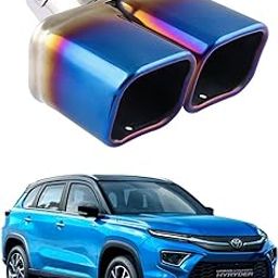 Oshotto Stainless Steel SS-010-BLUE Car Exhaust Dual Pipe Muffler Silencer Cover Compatible with Toyota Urban Cruiser Hyryder - Multicolor-image-99