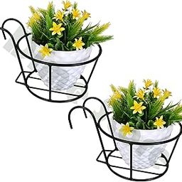 Dime Store Plant Stand Flower Pot Stand For Balcony Living Room Outdoor Indoor Plants Hanging Basket Indoor Outdoor (Set of Two, Black)-image-75