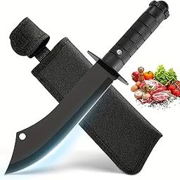 PANCA Stainless Steel Meat Knife for Kitchen – Heavy Duty Knife for Chopping, Dicing & Mincing – Sharp Butcher Knife for Home & Restaurant Use – Ergonomic Handle (Black)-31