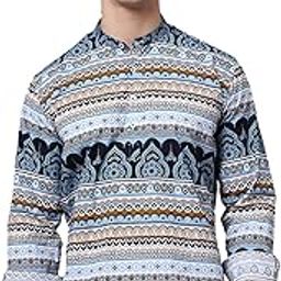 Men's Cotton Regular Fit Short Printed Designer Kurta-image-6