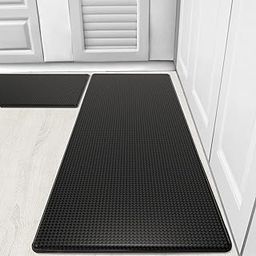 Kitsure Kitchen Mats 2 PCS, Waterproof & Non-Slip Kitchen Rugs, Anti-Fatigue Mats for Kitchen Floors, Offices & Laundries, Durable Resilient Kitchen Rug Set, 17.3"×30"+17.3"×47",Black-19
