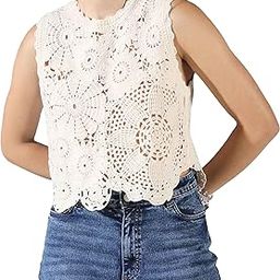 Women Embroidery Sleeveless Knit Boho Crochet Vest Crop Cami Tank Top 157-picture-13