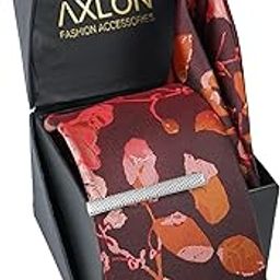 Tie for Men – Floral Silk Neck Ties Set with Cufflinks Flower Pin, Pocket Square & Black Gift Box, Combo Necktie Sets for Office Wear, Formal Suits & Weddings (Copper Rust, NXSMX_35)-image-91
