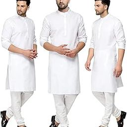 White Cotton with. Kurta Chudidar Full Set Pack of 1-image-74