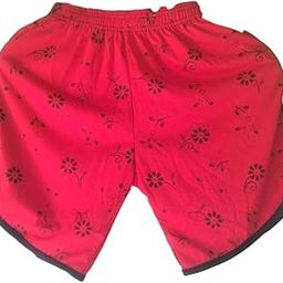Athletic Shorts, Turquoise Blue with Floral Print, Black Trim, Elastic Waistband (in, Alpha, S, Pink)-image-84