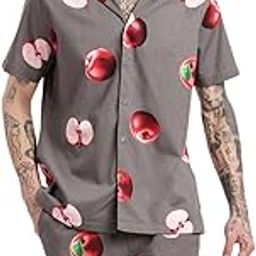 Men's Short Sleeves Graphic Cuban Collar Grey Co-Ords Set-Felix-2410_Grey-image-63