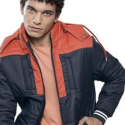 the indian garage co Men Polyester Standard Length Slim Fit Solid Puffer Jackets-picture-5