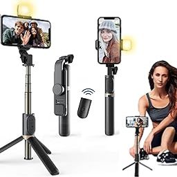 TARAVEE,i17 Selfie Stick with Tripod Stand,Extendable Bluetooth Selfie Stick for Mobile Phone,LED Light,Compatible with iPhone & 360 Degree Rotation,Selfie Stick Tripod Stand 4 in 1 Photography,selfi-12
