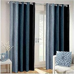 Galaxy Home Decor Solid Plain Polyester Curtains for Door 7 Feet, Pack of 2, Black Grey (Black Grey, Door 7 Feet)-image-43