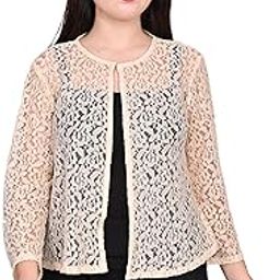 Shrug for Women Net Cape Shrugs for Girls New Regular Poncho Jackets Full Sleeve Sttiched with Beige Colour-18
