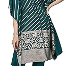 Women's Teal Blue Poly Crepe Kaftan Kurta with Pant SET0043-22