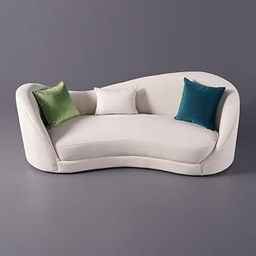 Sf Wood Land Cafe Wooden Luxury Wooden Modern Curved 3 Seater Sofa Couch For Living Room, Bedroom, Dining Room, (Cream)-image-12