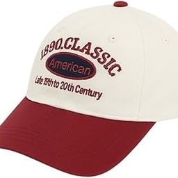 1890 Classic American Baseball Cap, Vintage Style, White and Burgundy, Adjustable Strap-42