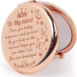 PDOZV Small Compact Mirror, Rosegold Round 2.6” Metal Frame Style Double Sided Mini Magnifying 1X/2X Mirror for Purse Can be Used as Gifts for Woman (RGNe03)-image-74