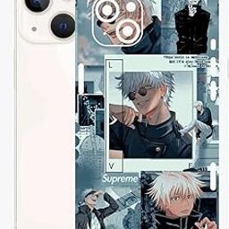 Mobile Skin Sticker Wrap | Compatible for iPhone 13 | Scratchproof Matte Finish | Full Coverage for All Sides & Camera Protection (Gojo-Saturo)-image-0