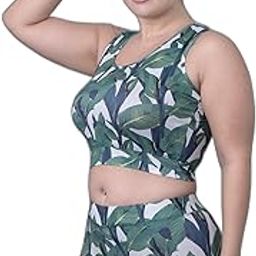 Green Round Neck Sleeveless`Tropical Printed Plus Size Swim Set for Women & Girls |Swimming Suit for Women-picture-21