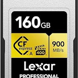 Lexar Professional 160GB CFexpress Type A Gold Series Memory Card, Up to 900MB/s Read, Cinema-Quality 8K Video, Rated VPG 400-22