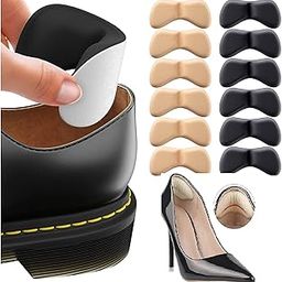 PRUTHA® Extra Soft Heel Pads,Strong Self-Adhesive Heel Cushion Heel Grips for Women and Men Shoes,Prevent Blisters,Cuts,Slipping, and Pain-Black and skin colour (pack 6 pair)-47