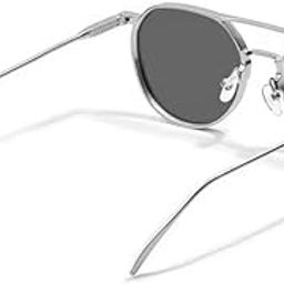 Oversized Round Sunglasses for Men & Women | Retro Metal Frame | Silver-Black-image-45