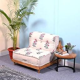 Urban Den Floral Cotton Floor Sofa Cushion - Living Room Interior Home - Large Size Sitting Box Cushion Sofa for Reading Book, Living Room, Balcony, Garden, Yoga, Meditation : Botanic Floor Sofa-image-11