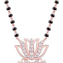 925 Silver Rose Gold Damara Mangalsutra| Black Bead Necklace to Gift Women | With Certificate of Authenticity and 925 Stamp | 6 Months Warranty-image-55