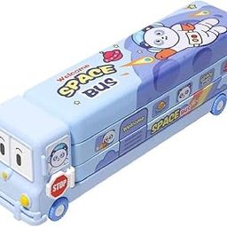ECLET Bus Geometry Box Cartoon Bus Box Art Plastic Pencil Box (Set of 1, Multicolor)-image-46