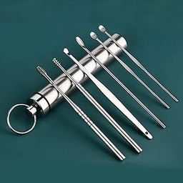 SYUTA Reusable Ear Wax Cleaner Kit (6-Piece) | Stainless Steel Ear Cleansing Tool Set with Spiral Curette Tools & Cleaning Brush | Safe for Kids, Men, and Women | Steel-image-90